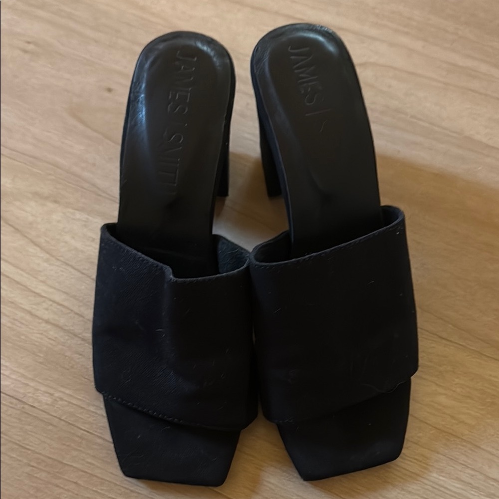 Black block heel slides Euro size 36